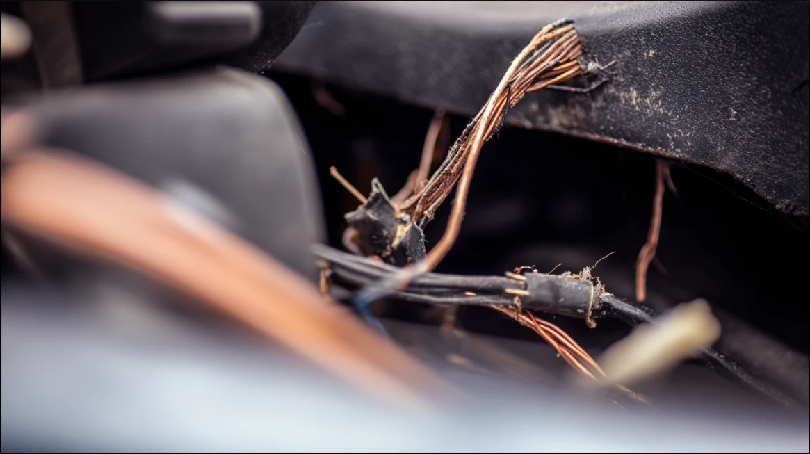 Przegryzione przez kunę kable pod maską samochodu – jak chronić auto.